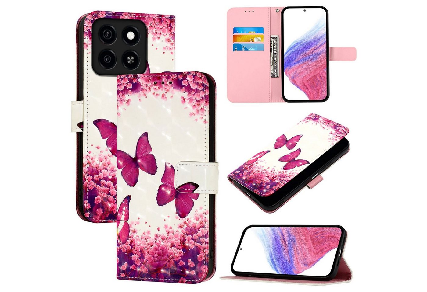 Wigento Smartphone-Hülle Für ZTE Blade A35 / A55 Kunstleder Tasche Hülle Wallet Design Motiv 2, Kunst-Leder Schutzhülle magnetischer Verschluss Wigento Smartphone-Hülle Für ZTE Blade A35 / A55 Kunstleder Tasche Hülle Wallet Design Motiv 2, Kunst-Leder Schutzhülle magnetischer Verschluss von Wigento