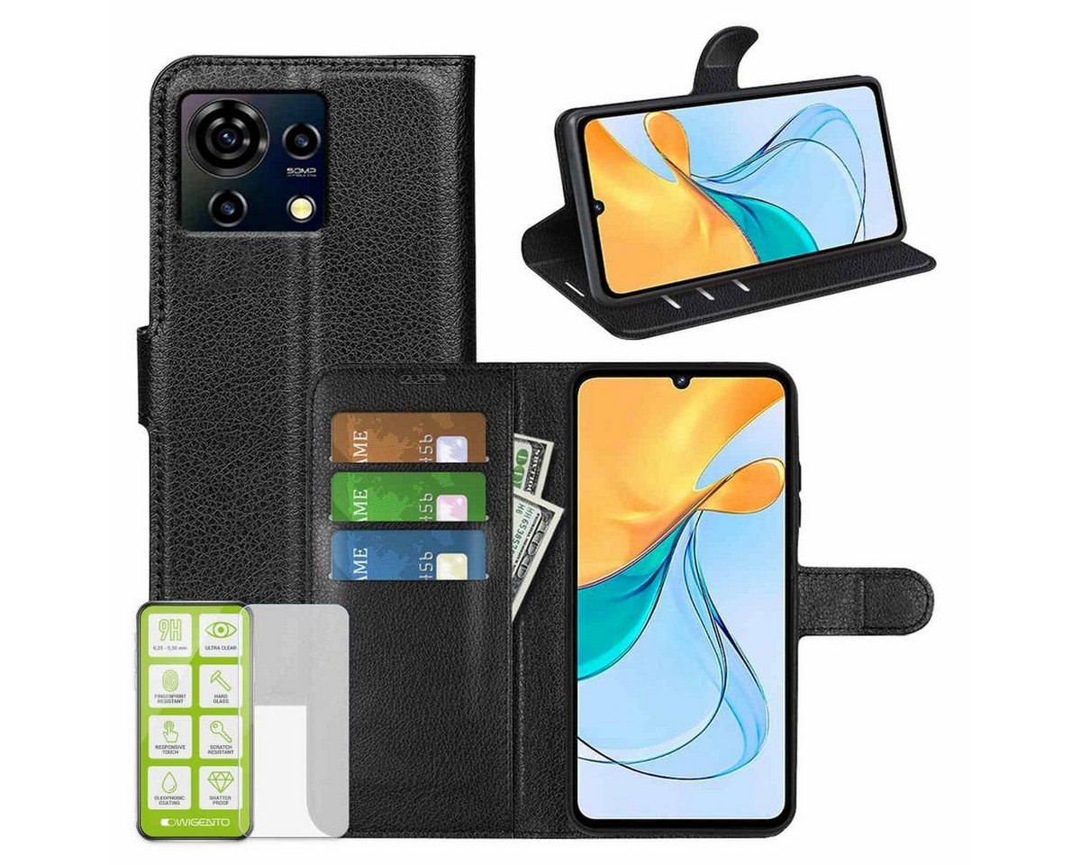 Wigento Smartphone-Hülle Für ZTE Blade V50 Vita Produktset Handy Tasche Schwarz + H9 Hart Glas von Wigento