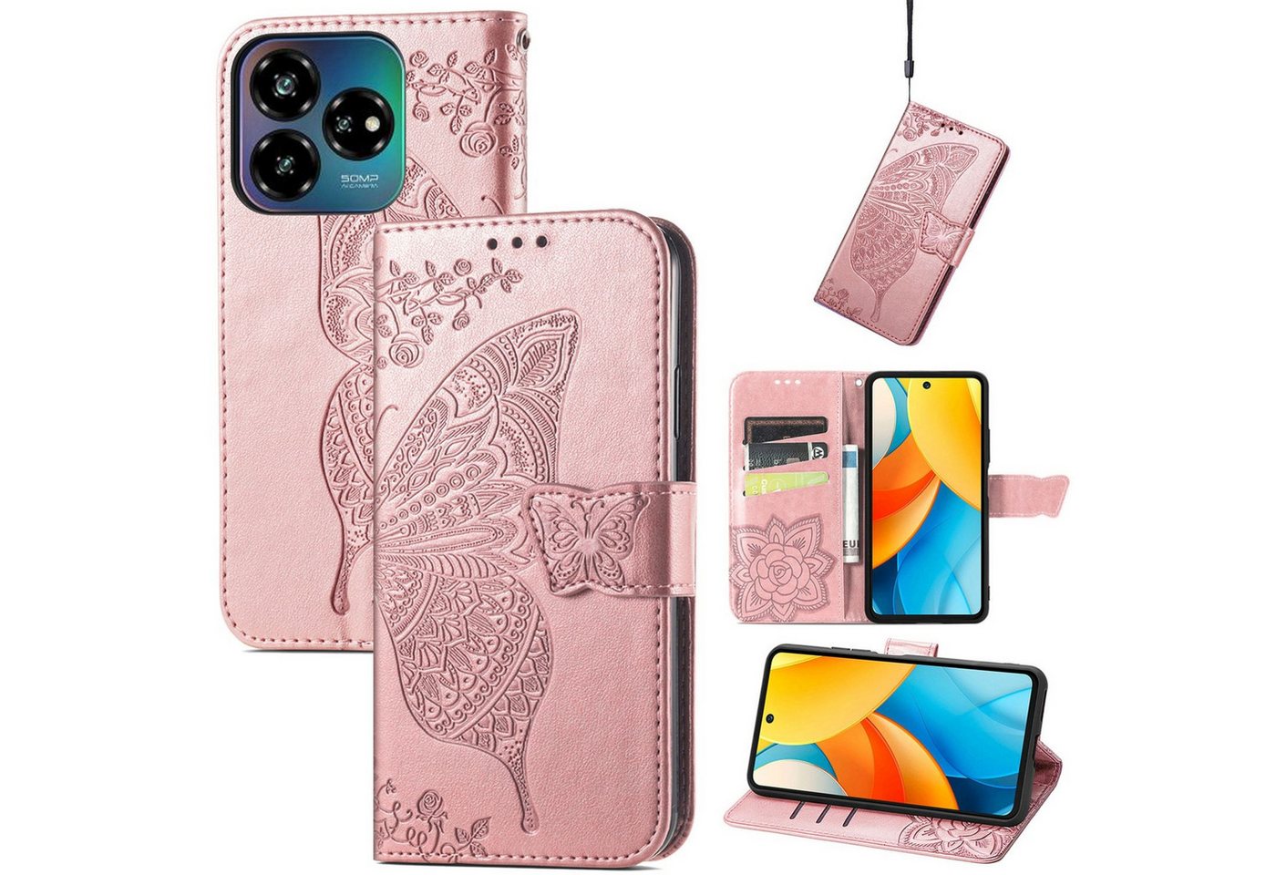 Wigento Smartphone-Hülle Für ZTE Blade V60 Vita / Axon 60 Lite Kunstleder Wallet Hülle Rosa, Kunst-Leder Schutzhülle Smart Case Cover magnetischer Verschluss Wigento Smartphone-Hülle Für ZTE Blade V60 Vita / Axon 60 Lite Kunstleder Wallet Hülle Rosa, Kunst-Leder Schutzhülle Smart Case Cover magnetischer Verschluss von Wigento