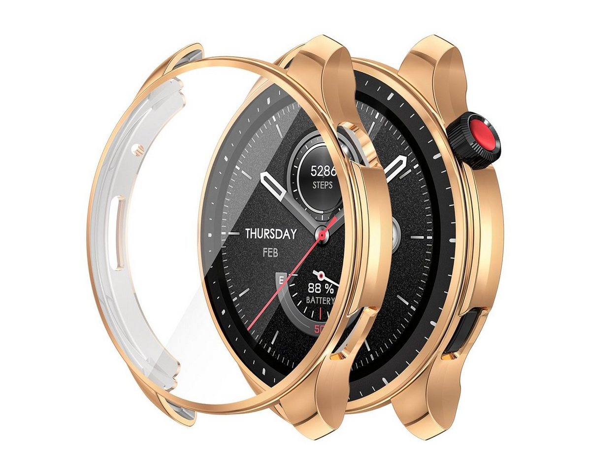 Wigento Smartwatch-Hülle Für Amazfit GTR 4 Smartwatch-Hülle mit Displayschutz Gold Hülle Case Wigento Smartwatch-Hülle Für Amazfit GTR 4 Smartwatch-Hülle mit Displayschutz Gold Hülle Case von Wigento