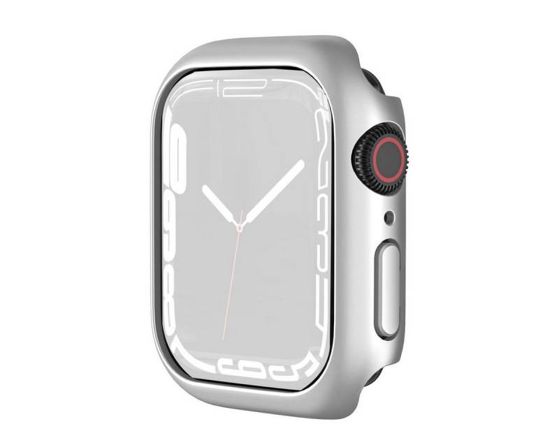 Wigento Smartwatch-Hülle Für Apple Watch Serie 9 8 7 41mm Schock TPU Silikon Hülle Cover Silber von Wigento