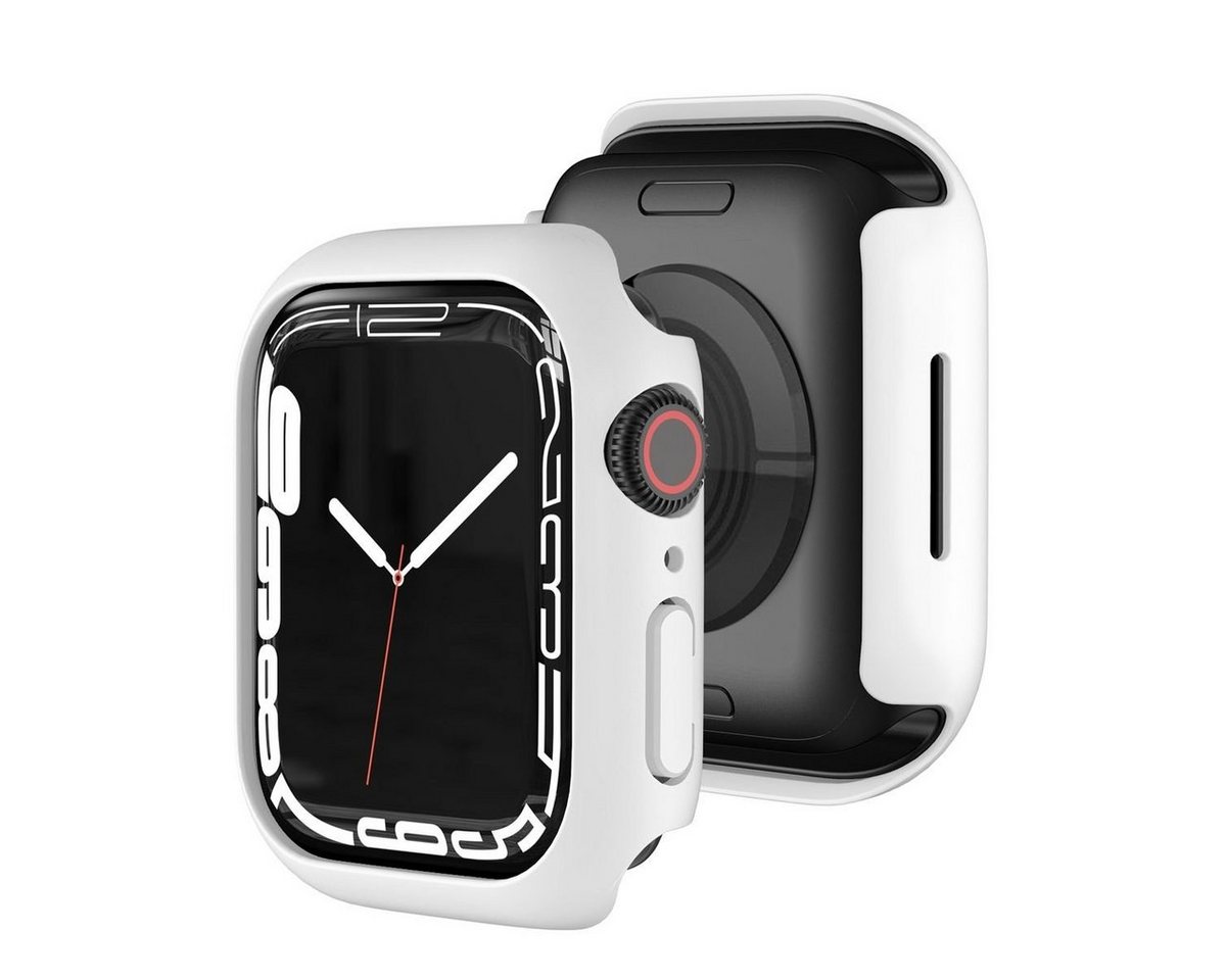 Wigento Smartwatch-Hülle Für Apple Watch Serie 9 8 7 41mm Schock TPU Silikon Hülle Cover Weiß von Wigento