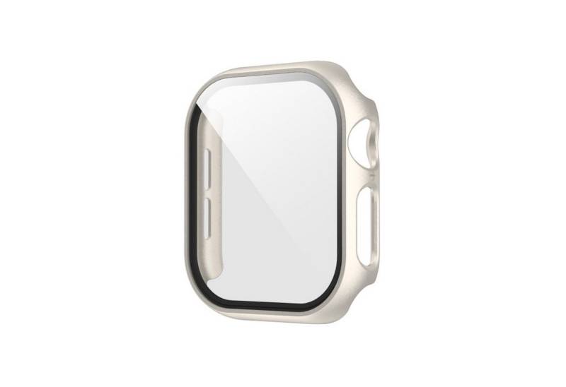 Wigento Smartwatch-Hülle Für Apple Watch Series 10 42mm Kunststoff Hülle + H9 Hart Glas Beige, Schutzhülle aus PC + gehärtetem Glas für Rundumschutz von Wigento