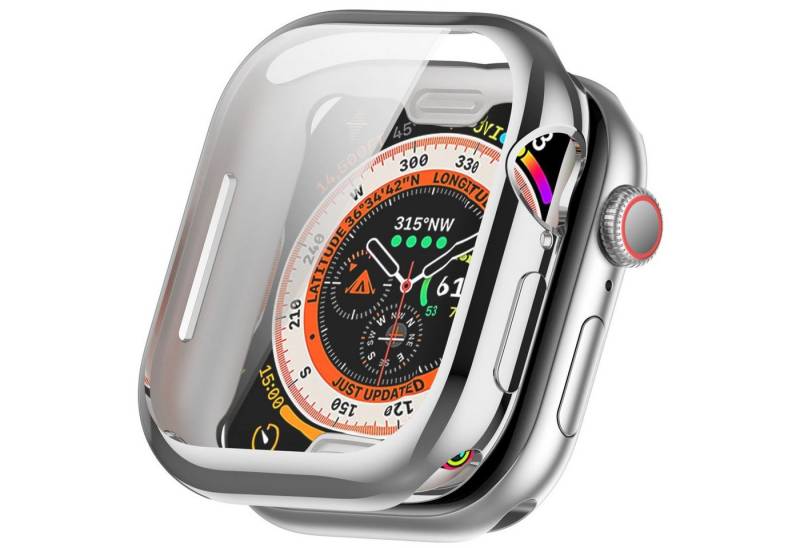 Wigento Smartwatch-Hülle Für Apple Watch Series 10 46mm Full Cover TPU Schutz Hülle Case Silber, Full TPU Schutzhülle, nahtlose Passform von Wigento