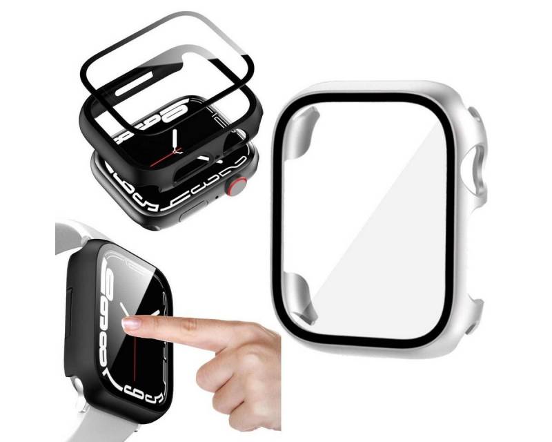 Wigento Smartwatch-Hülle Für Apple Watch Series 9 8 7 45mm / 6 SE 5 4 44mm 2 in 1 Hülle + Glas von Wigento