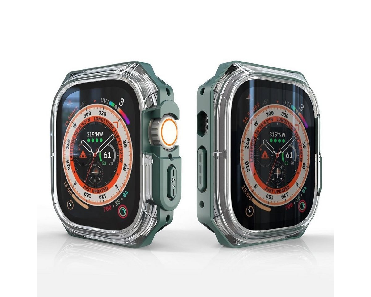 Wigento Smartwatch-Hülle Für Apple Watch Ultra 1 + 2 49mm Uhr Gehäuse Silikon Schutz Hülle Grün von Wigento