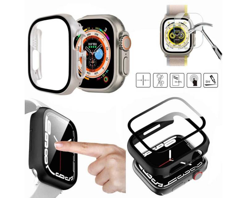 Wigento Smartwatch-Hülle Für Apple Watch Ultra 1 + 2 49mm Watch Hülle Cover Case + H9 Hart Glas von Wigento