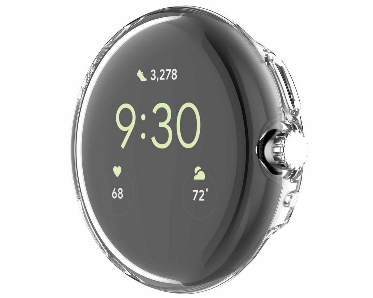 Wigento Smartwatch-Hülle Für Google Pixel Watch 1 + 2 360 Grad Schock Silikon Hülle Transparent von Wigento