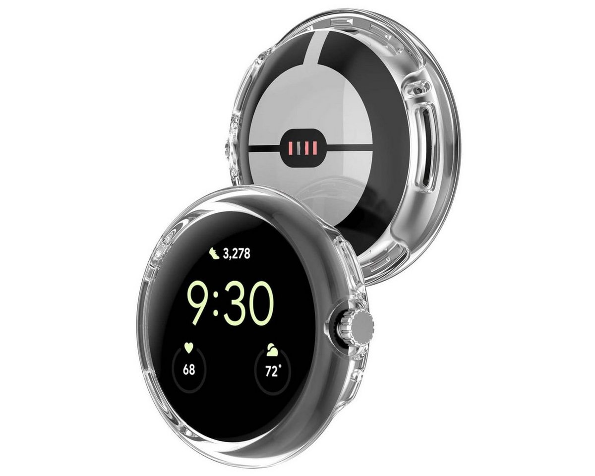 Wigento Smartwatch-Hülle Für Google Pixel Watch 1 + 2 Silikon TPU Kunststoff Gehäuse Hülle Case von Wigento