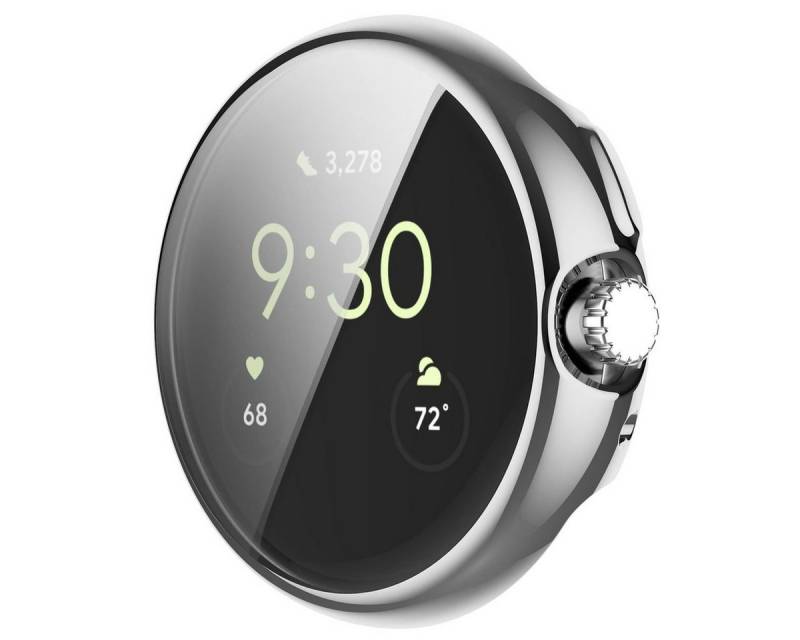 Wigento Smartwatch-Hülle Für Google Pixel Watch 3 41mm / 2 / 1 360 Schock Silikon Hülle Silber von Wigento