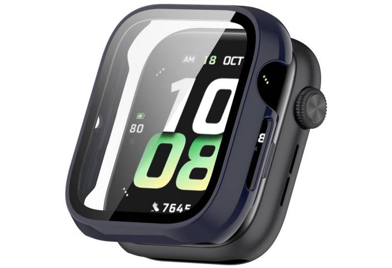 Wigento Smartwatch-Hülle Für Honor Watch 5 Kunststoff PC Smart Watch Hülle + H9 Hart Glas Blau, Schutzhülle aus PC + Hart Glas für Rundumschutz von Wigento