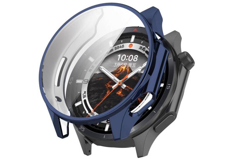 Wigento Smartwatch-Hülle Für OnePlus Watch 3 Electroplated Full Cover TPU Schutz Hülle Blau, Full TPU Schutzhülle, nahtlose Passform von Wigento