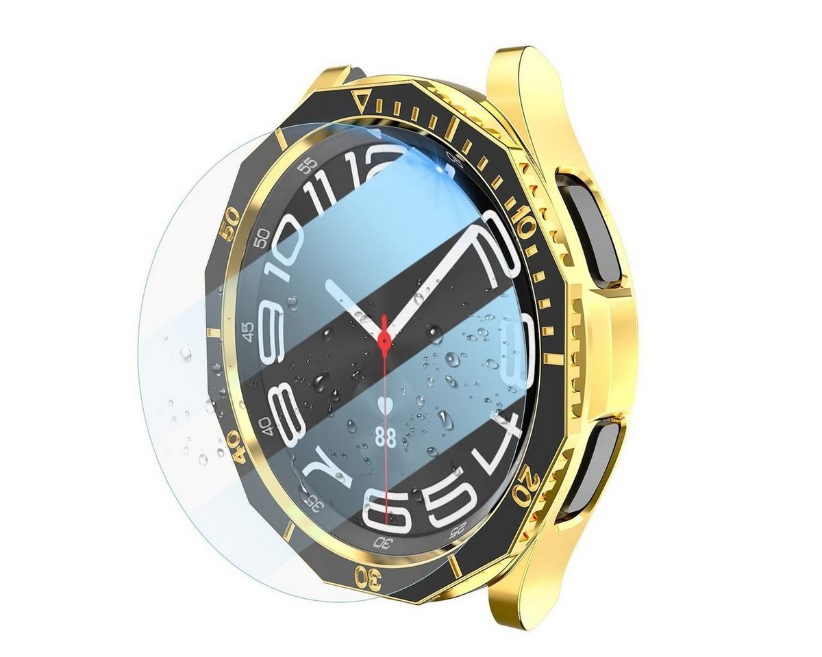Wigento Smartwatch-Hülle Für Samsung Galaxy Watch 6 Classic 43mm Hülle Hart Glas Lünettenring von Wigento