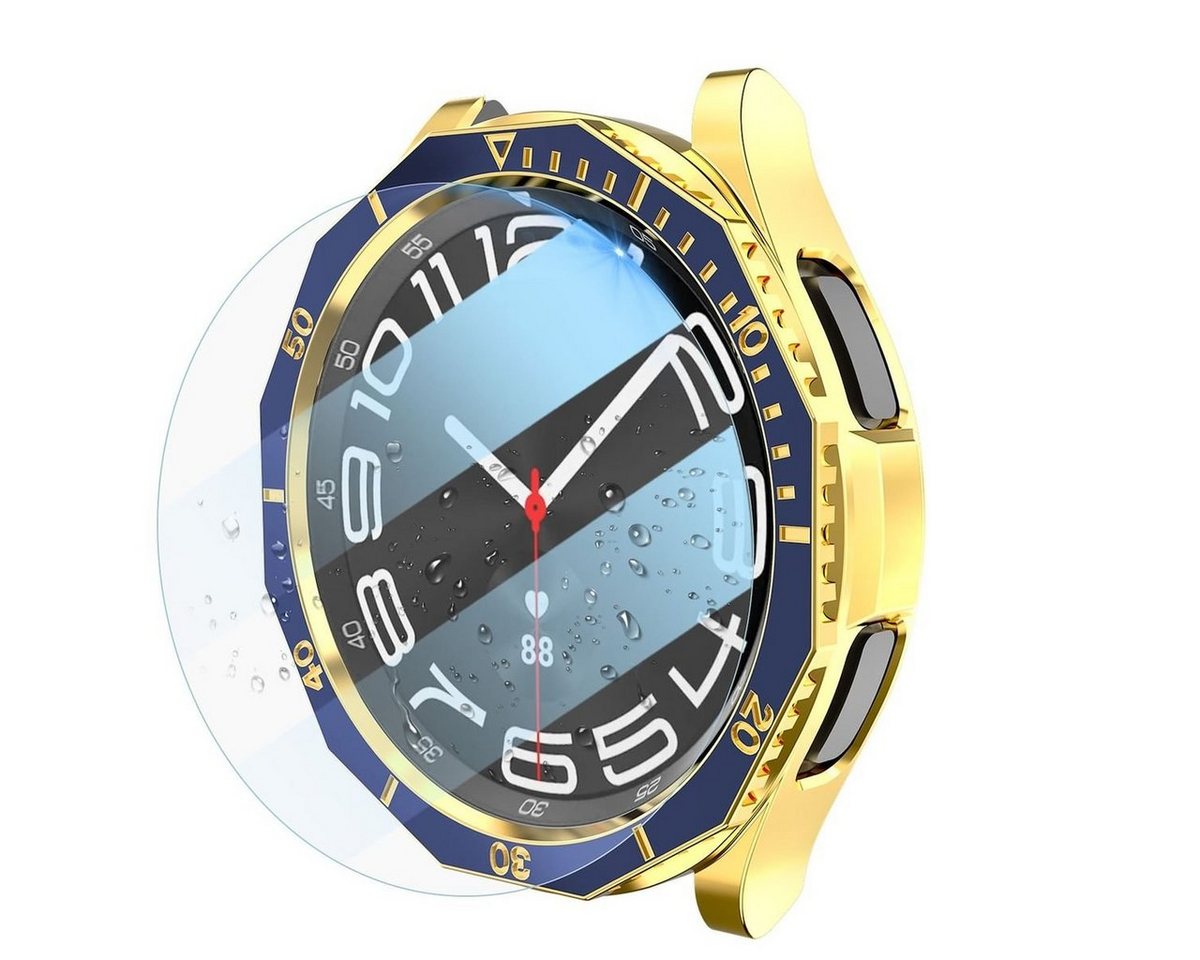 Wigento Smartwatch-Hülle Für Samsung Galaxy Watch 6 Classic 47mm Hülle Hart Glas Lünettenring von Wigento