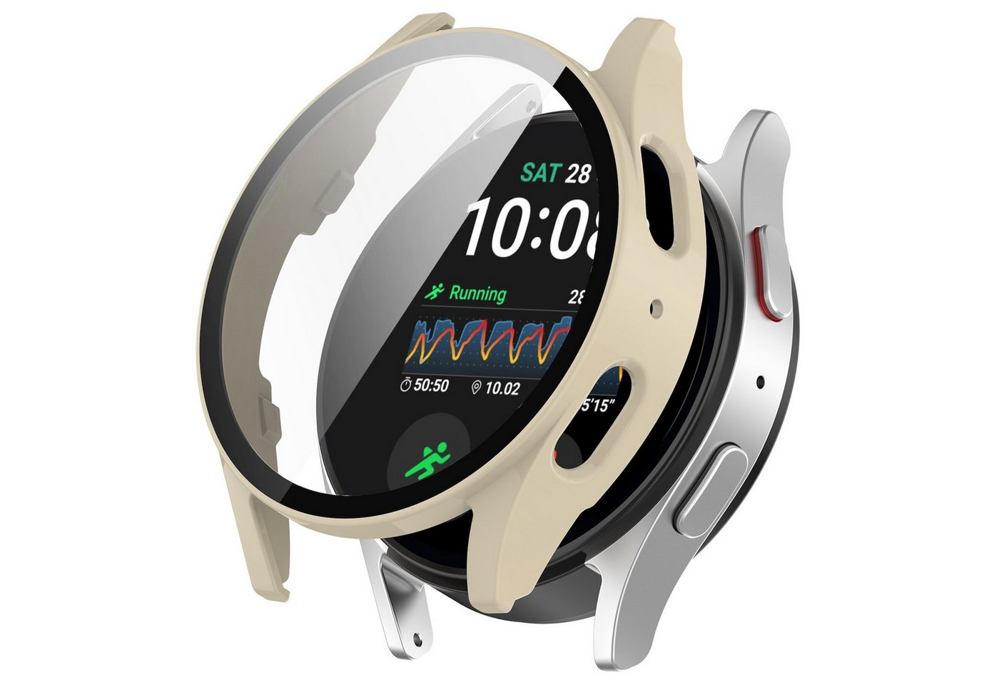 Wigento Smartwatch-Hülle Für Samsung Galaxy Watch 7 44mm Kunststoff PC Hülle + Hart Glas Beige Wigento Smartwatch-Hülle Für Samsung Galaxy Watch 7 44mm Kunststoff PC Hülle + Hart Glas Beige von Wigento