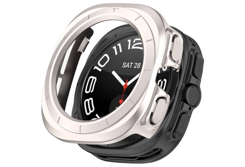 Wigento Smartwatch-Hülle Für Samsung Galaxy Watch Ultra 47mm Kunststoff PC Gehäuse Hülle Beige von Wigento