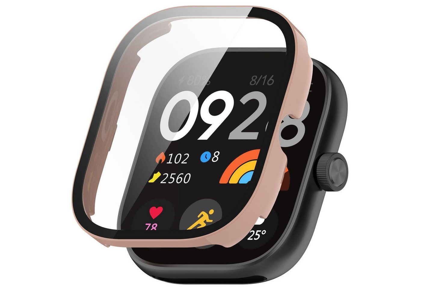 Wigento Smartwatch-Hülle Für Xiaomi Redmi Watch 4 Kunststoff Hülle + H9 Schutzglas Rosa von Wigento