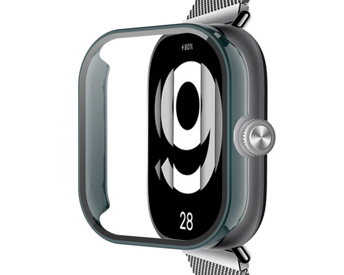 Wigento Smartwatch-Hülle Für Xiaomi Redmi Watch 4 Kunststoff Watch Hülle + 3D Hartglas D-Grün von Wigento