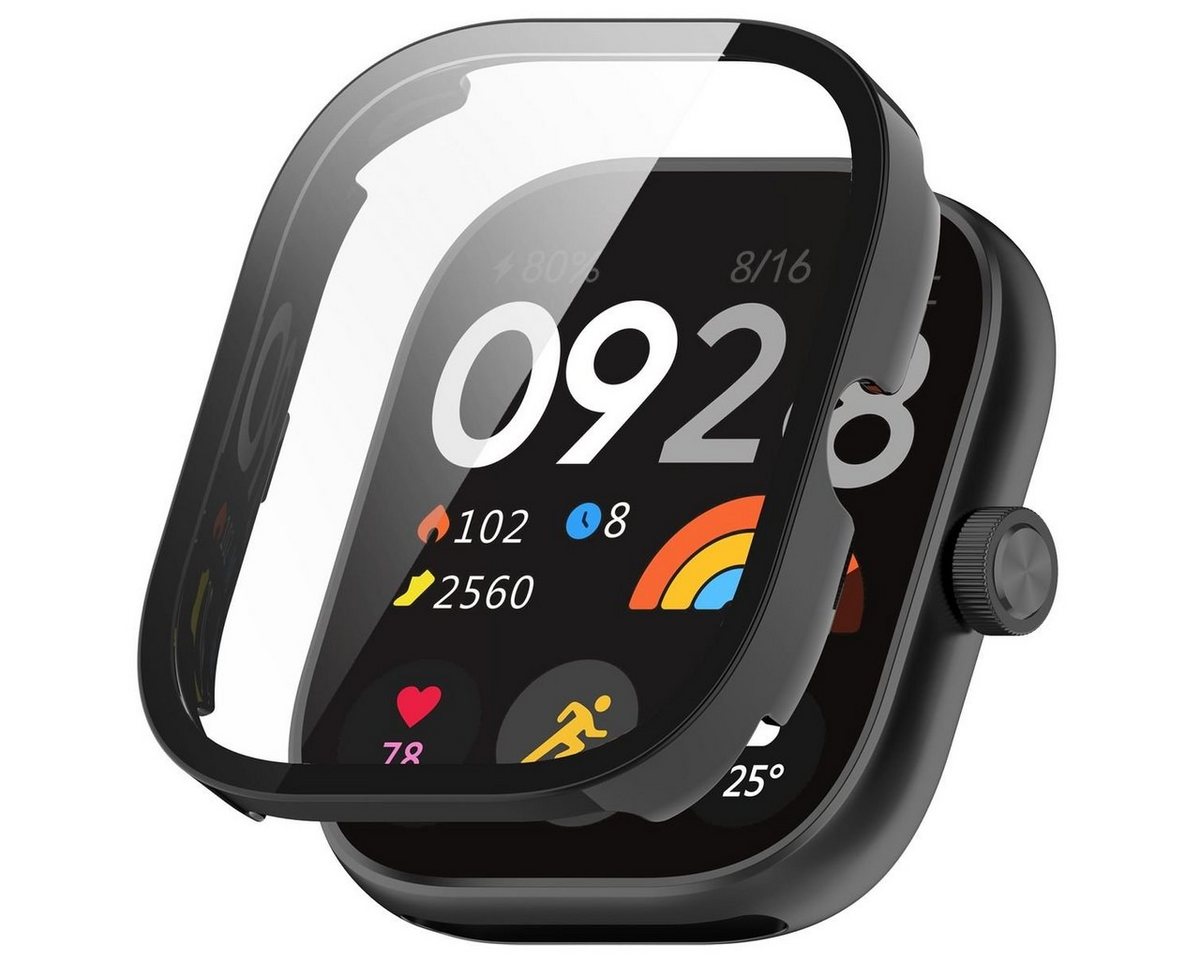 Wigento Smartwatch-Hülle Für Xiaomi Redmi Watch 4 Kunststoff Watch Hülle + Schutzglas Schwarz von Wigento