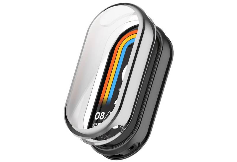 Wigento Smartwatch-Hülle Für Xiaomi Smart Band 9 Full Cover Watch Soft TPU Schutz Hülle Silber von Wigento