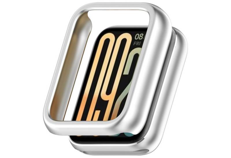 Wigento Smartwatch-Hülle Für Xiaomi Smart Band 9 Pro Kunststoff PC Hülle Schutz Gehäuse Silber, PC-Schutzhülle für optimalen Schutz und einfache Installation von Wigento