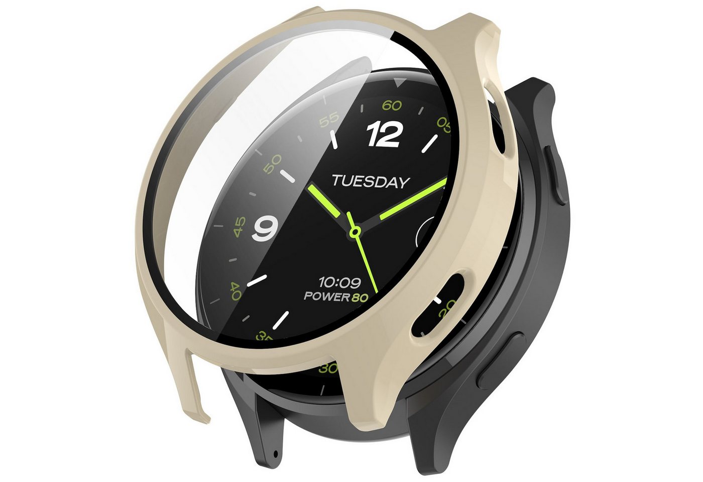 Wigento Smartwatch-Hülle Für Xiaomi Watch 2 Kunststoff Smart Watch Hülle + H9 Schutz Hart Glas von Wigento