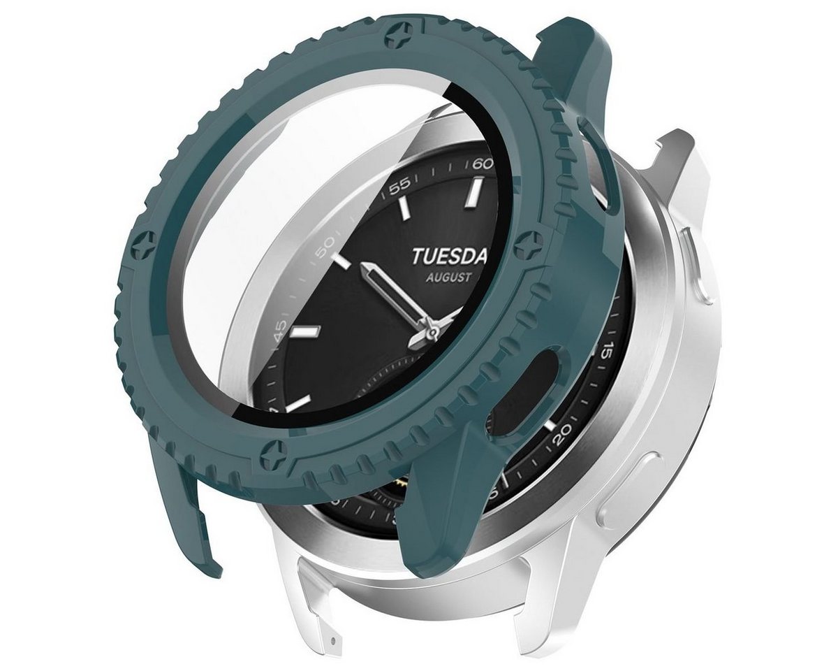 Wigento Smartwatch-Hülle Für Xiaomi Watch S3 Kunststoff Watch Hülle + H9 Hart Schutzglas Grün von Wigento