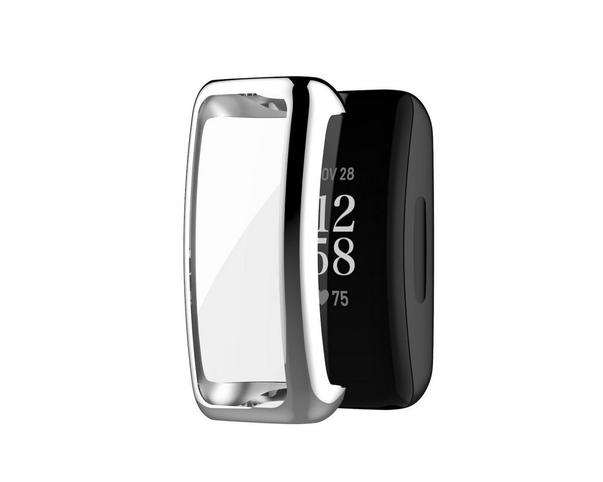 Wigento Smartwatch-Hülle Full Coverage Electroplating TPU Watch Case Silber für Fitbit Inspire3 Wigento Smartwatch-Hülle Full Coverage Electroplating TPU Watch Case Silber für Fitbit Inspire3 von Wigento