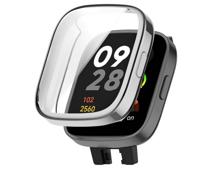 Wigento Smartwatch-Hülle Full TPU Watch Silber für Xiaomi Redmi Watch 3 Cover Etuis Schutzhülle von Wigento