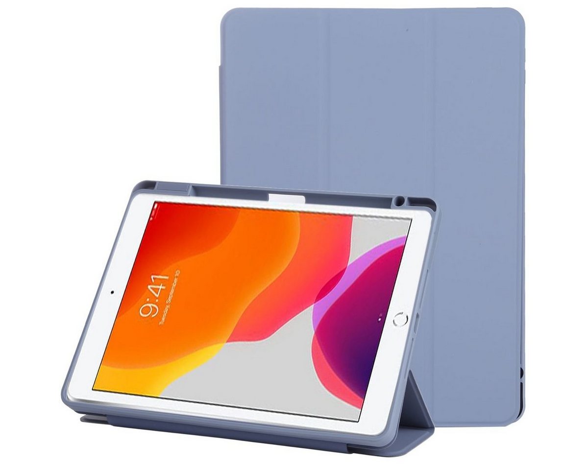 Wigento Tablet-Hülle Für Apple iPad 10.2 2019 / 2020 / 2021 teilbares 3folt Wake UP Smart Cover Lila Tablet Tasche Hülle von Wigento