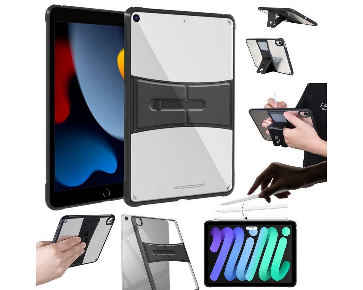 Wigento Tablet-Hülle Für Apple iPad 10.2 Zoll 2019 / 2020 / 2021 7. / 8. / 9. Gen Shockproof Hybrid Tablet Hülle aufstellbar Schwarz von Wigento