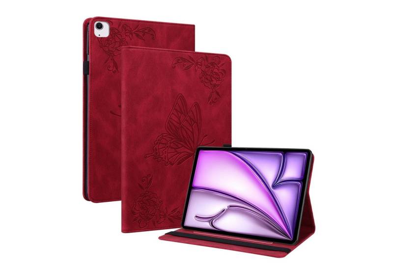 Wigento Tablet-Hülle Für Apple iPad Air 11 2024 / 11 Pro 2022 / Air 4 / 5 Motiv Tasche Rot, Kunstleder Schutzhülle Smart Case Design Cover von Wigento