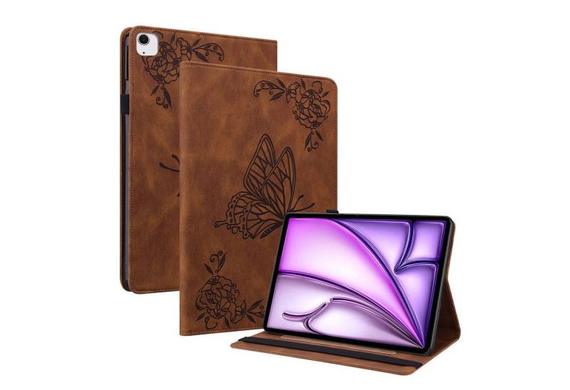 Wigento Tablet-Hülle Für Apple iPad Air 11 2024 / 11 Pro 2022 / Air 4 5 Motiv Tasche Braun, Kunstleder Schutzhülle Smart Case Design Cover von Wigento