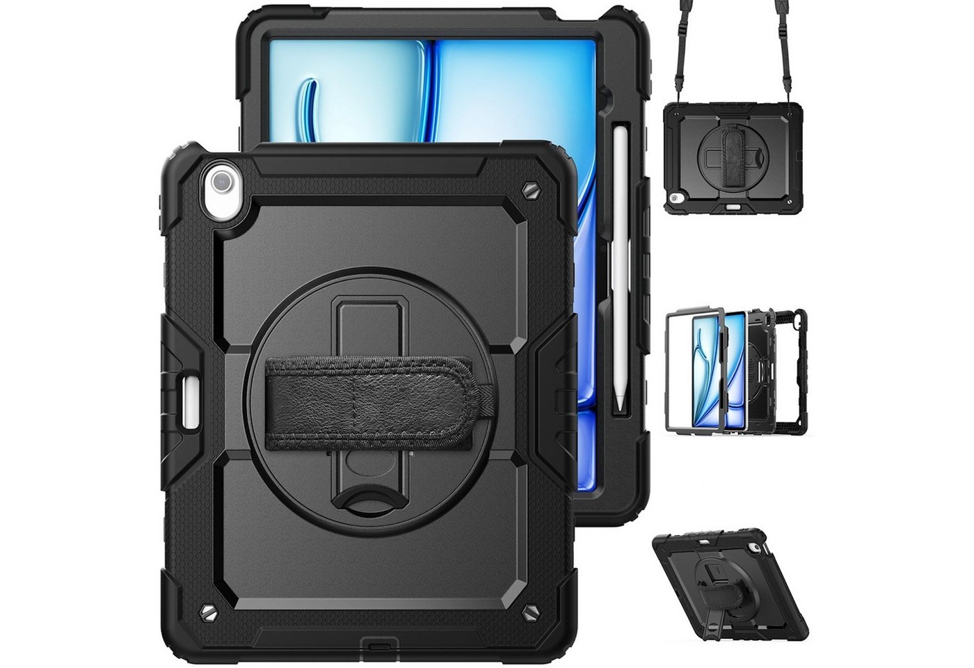 Wigento Tablet-Hülle Für Apple iPad Air 13 2025 / 2024 Hybrid 360 Grad Hülle Schultergurt Wigento Tablet-Hülle Für Apple iPad Air 13 2025 / 2024 Hybrid 360 Grad Hülle Schultergurt von Wigento