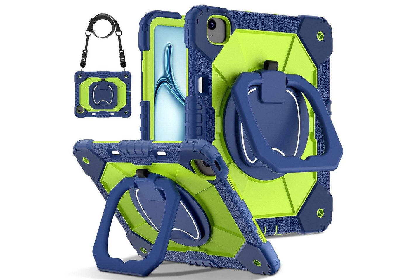Wigento Tablet-Hülle Für Apple iPad Air 13 2025 / 2024 Robuste Hybrid 360 Grad Hülle Grün, Hybrid Schutzhülle Smart Case Cover mit Schultergurt Wigento Tablet-Hülle Für Apple iPad Air 13 2025 / 2024 Robuste Hybrid 360 Grad Hülle Grün, Hybrid Schutzhülle Smart Case Cover mit Schultergurt von Wigento