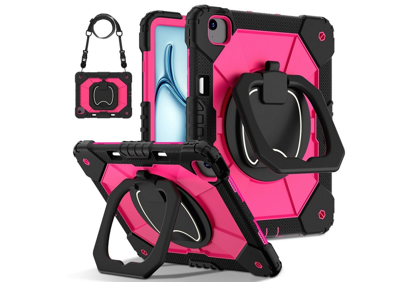 Wigento Tablet-Hülle Für Apple iPad Air 13 2025 / 2024 Robuste Hybrid 360 Grad Hülle Pink, Hybrid Schutzhülle Smart Case Cover mit Schultergurt Wigento Tablet-Hülle Für Apple iPad Air 13 2025 / 2024 Robuste Hybrid 360 Grad Hülle Pink, Hybrid Schutzhülle Smart Case Cover mit Schultergurt von Wigento