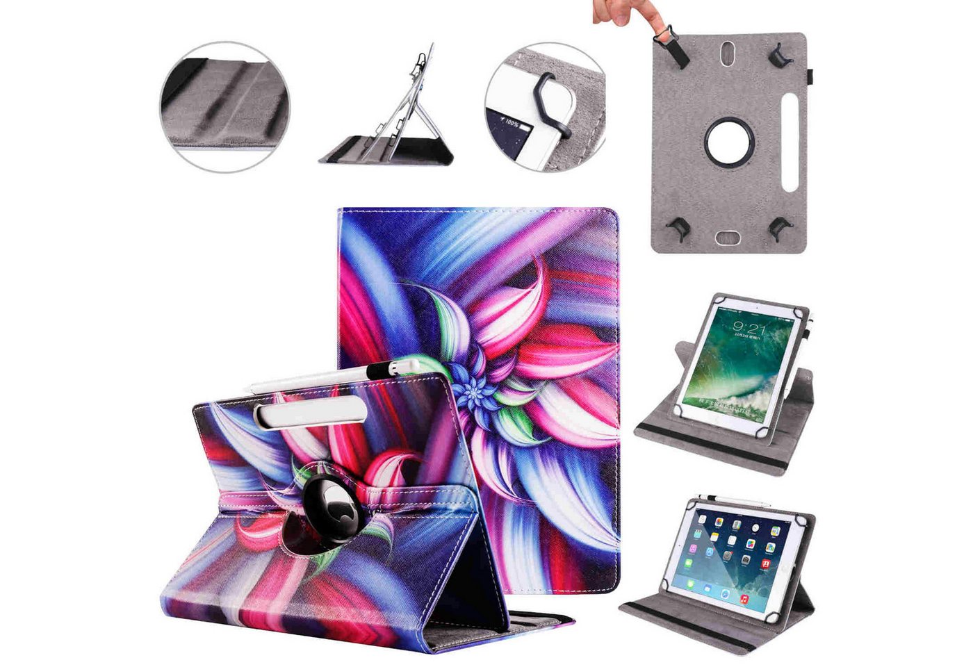 Wigento Tablet-Hülle Für Apple iPad Air 11 Zoll 2025 / 2024 360 Grad Uni Motiv 6 Tasche von Wigento