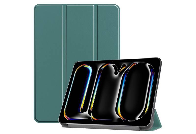 Wigento Tablet-Hülle Für Apple iPad Pro 11 2024 3folt Wake UP Smart Tasche Hülle Dunkelgrün, TPU Schutzhülle Smart Case Cover Auto Sleep / Wake UP von Wigento