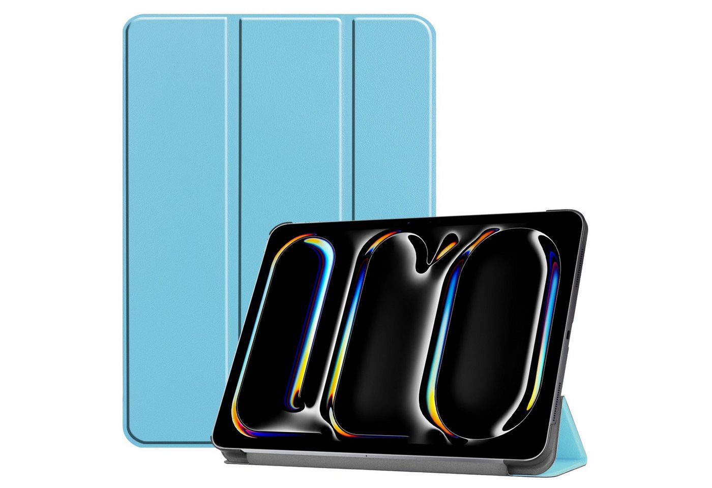 Wigento Tablet-Hülle Für Apple iPad Pro 11 2024 3folt Wake UP Smart Tasche Hülle Hellblau, TPU Schutzhülle Smart Case Cover Auto Sleep / Wake UP von Wigento
