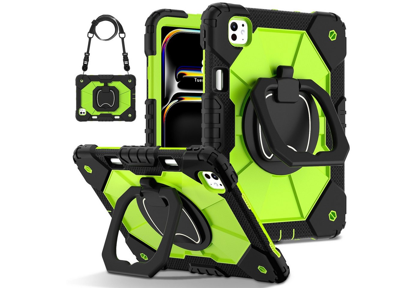 Wigento Tablet-Hülle Für Apple iPad Pro 11 2024 Robuste Hybrid 360 Grad Tasche Case Grün, Hybrid Schutzhülle Smart Case Cover mit Schultergurt Wigento Tablet-Hülle Für Apple iPad Pro 11 2024 Robuste Hybrid 360 Grad Tasche Case Grün, Hybrid Schutzhülle Smart Case Cover mit Schultergurt von Wigento