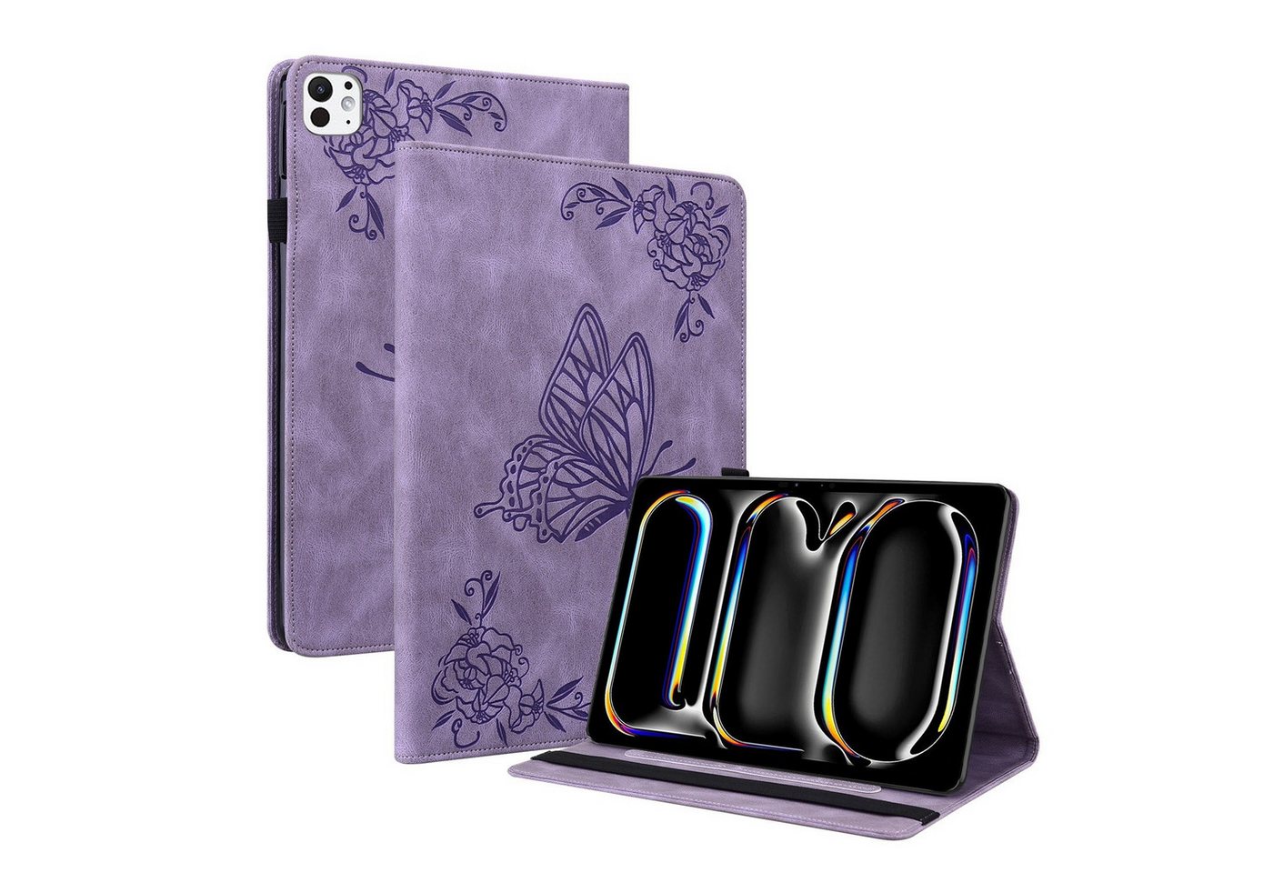 Wigento Tablet-Hülle Für Apple iPad Pro 11 2024 Schmetterling Kunstleder Hülle Tasche Lila, Kunstleder Schutzhülle Smart Case Design Cover Wigento Tablet-Hülle Für Apple iPad Pro 11 2024 Schmetterling Kunstleder Hülle Tasche Lila, Kunstleder Schutzhülle Smart Case Design Cover von Wigento