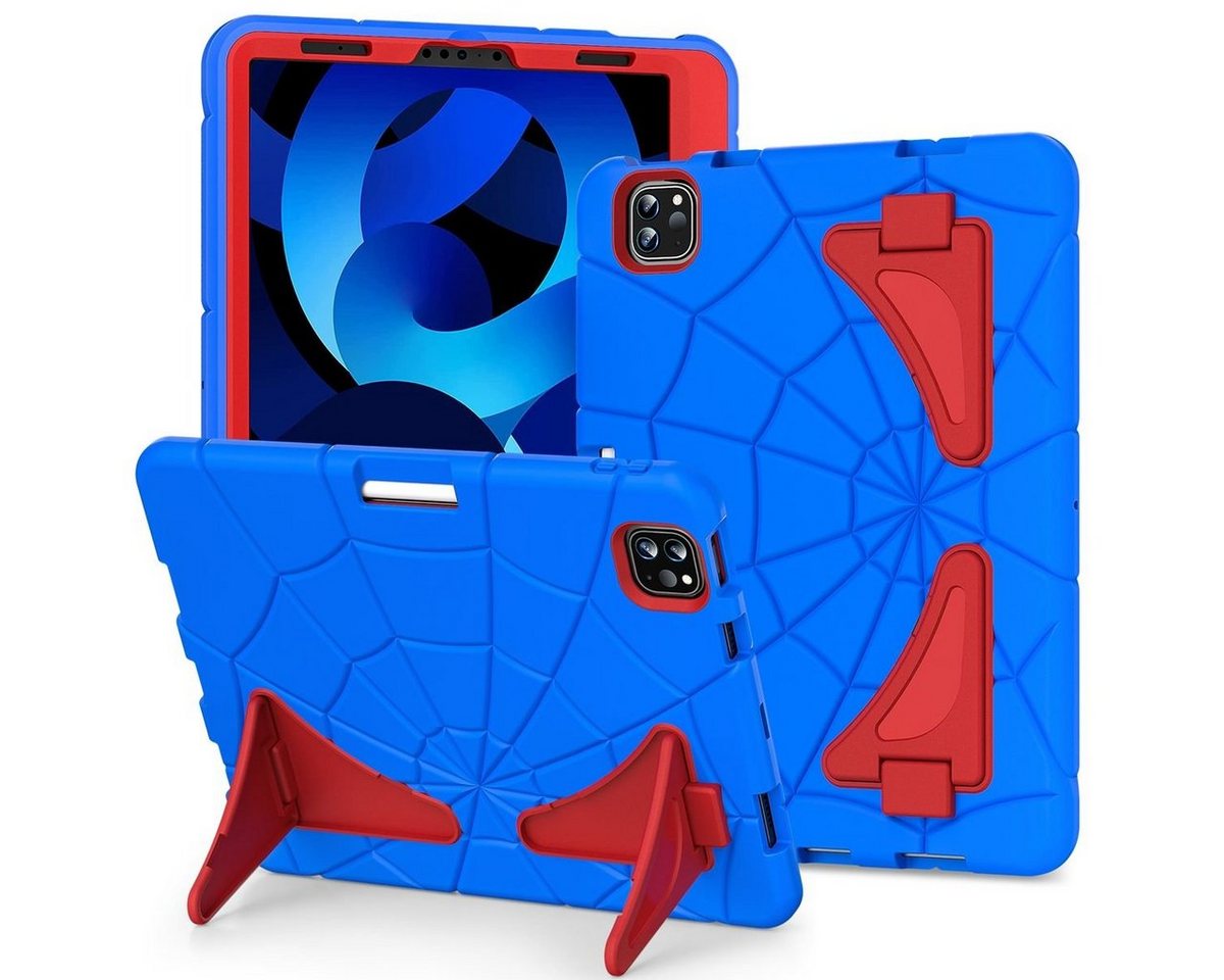 Wigento Tablet-Hülle Für Apple iPad Pro 11.0 2022 / 2021 / 2020 / 2018 / iPad Air 4 + 5 10.9 2020 and 2022 aufstellbare Outdoor Hybrid Blau / Rot Tablet Tasche Etuis von Wigento