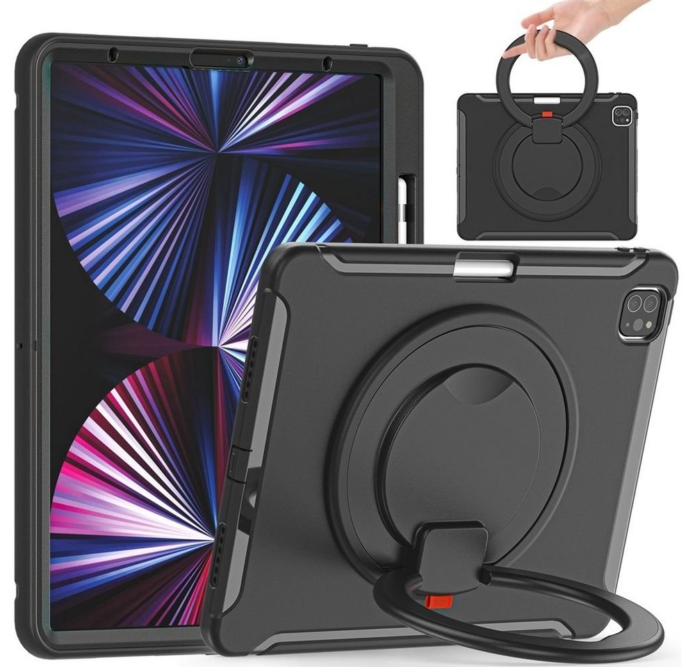 Wigento Tablet-Hülle Für Apple iPad Pro 12.9 2021 360 Grad Hybrid Outdoor Schutzhülle Case Schwarz Tasche Cover Etuis von Wigento