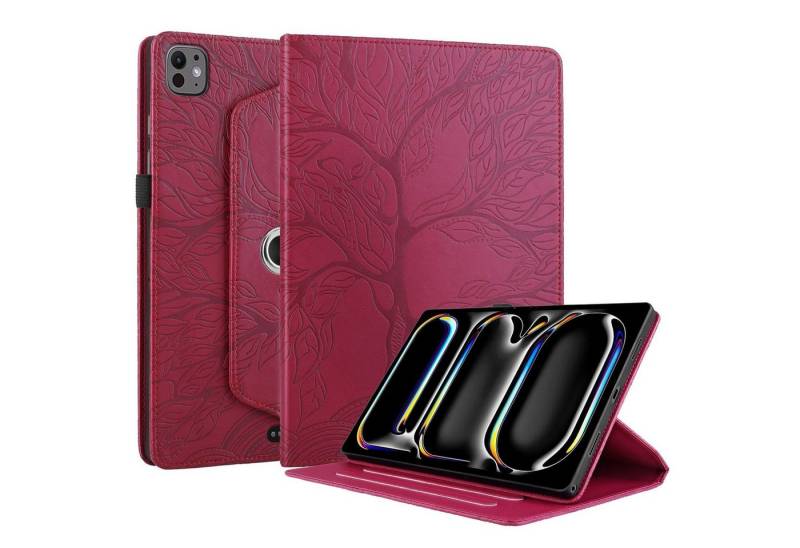 Wigento Tablet-Hülle Für Apple iPad Pro 13 2024 360 Grad Baum Motiv Kunstleder Hülle Tasche von Wigento