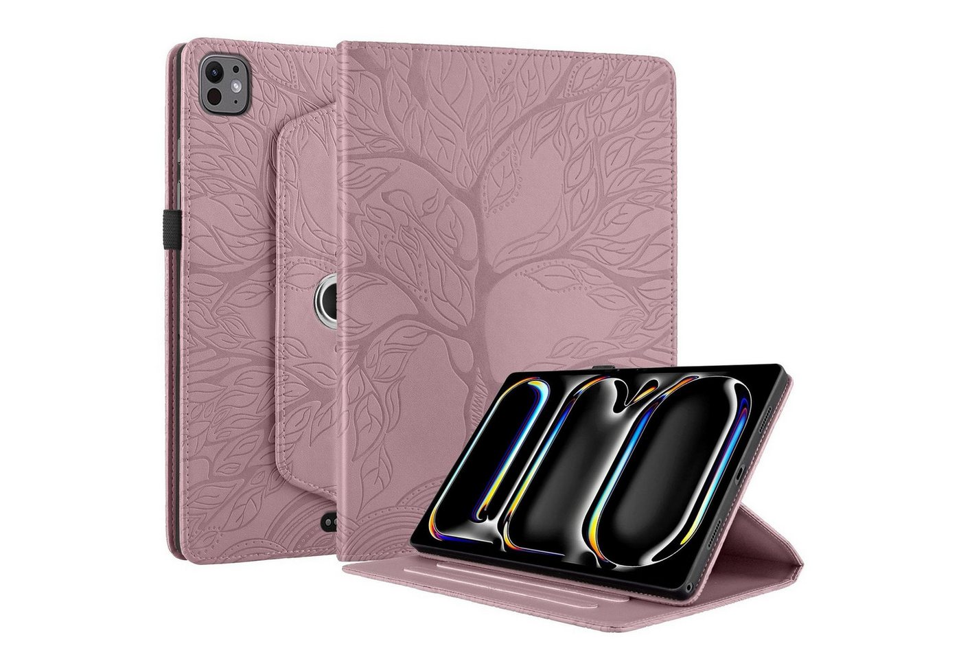 Wigento Tablet-Hülle Für Apple iPad Pro 13 2024 360 Grad Baum Motiv Kunstleder Hülle Tasche von Wigento