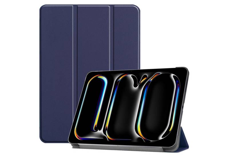 Wigento Tablet-Hülle Für Apple iPad Pro 13 2024 3folt Wake UP Smart Tasche Hülle Dunkelblau, TPU Schutzhülle Smart Case Cover Auto Sleep / Wake UP von Wigento