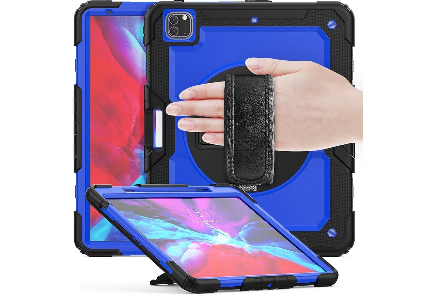 Wigento Tablet-Hülle Für Apple iPad Pro 13 2024 Hybrid 360 Grad Schutz Hülle Schultergurt von Wigento