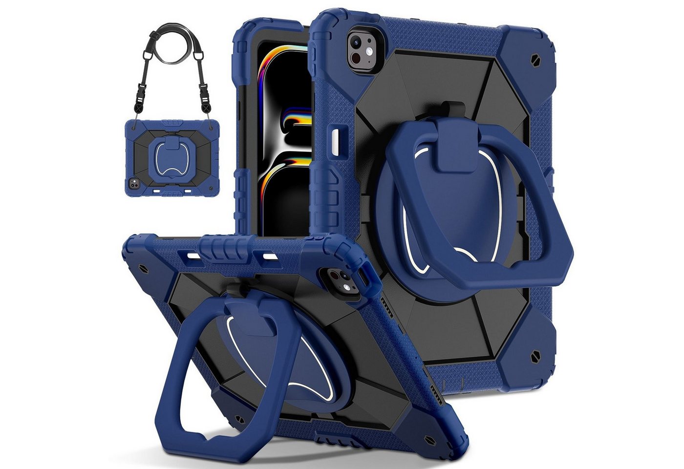 Wigento Tablet-Hülle Für Apple iPad Pro 13 2024 Robuste Hybrid 360 Grad Tasche Hülle Blau, Hybrid Schutzhülle Smart Case Cover mit Schultergurt Wigento Tablet-Hülle Für Apple iPad Pro 13 2024 Robuste Hybrid 360 Grad Tasche Hülle Blau, Hybrid Schutzhülle Smart Case Cover mit Schultergurt von Wigento