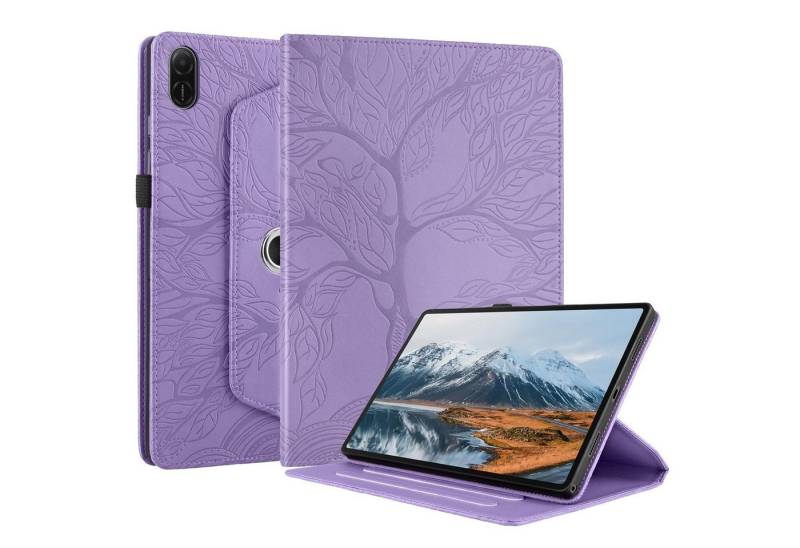 Wigento Tablet-Hülle Für Honor Pad X8a 11 Zoll 360 Grad Baum Motiv Kunstleder Tasche Lila, 360° Drehfunktion, Baum des Lebens Motiv, Standfunktion von Wigento
