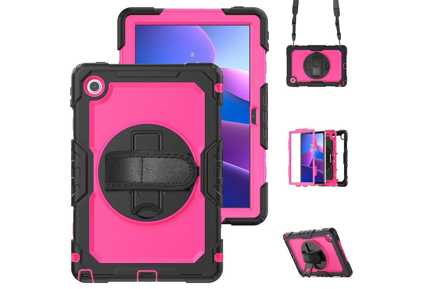 Wigento Tablet-Hülle Für Lenovo Tab M10 4. Gen / Tab 10.1 2025 Silikon Hybrid Hülle Rosa, Drehhalterung, Schulterriemen, Rundumschutz Wigento Tablet-Hülle Für Lenovo Tab M10 4. Gen / Tab 10.1 2025 Silikon Hybrid Hülle Rosa, Drehhalterung, Schulterriemen, Rundumschutz von Wigento